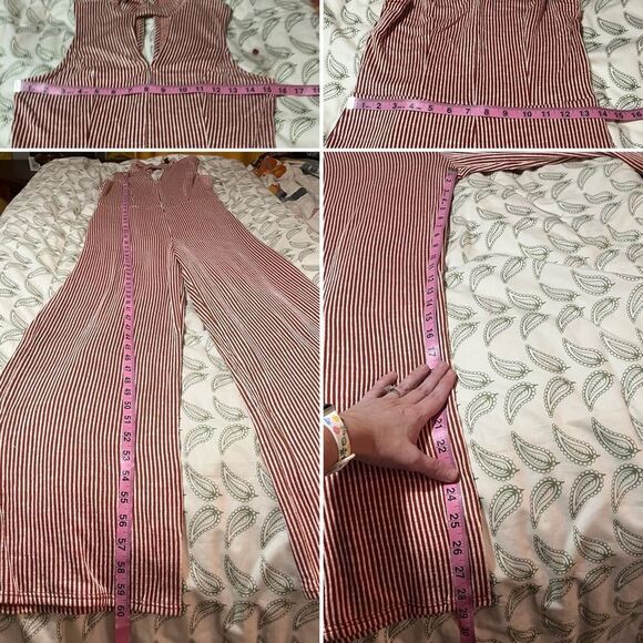 Modcloth For the Bliss of It Jumpsuit Rust Red Cream Jumpsuit Sleeveless M NWT - Picture 11 of 11